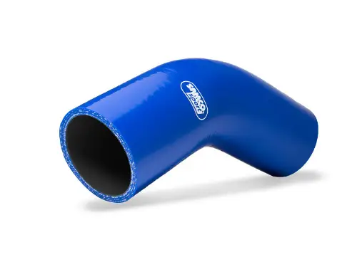 Sezónní Sleva Samco Sport Fluoro silikonové redukční koleno 90° s vnitřním průměrem 25 mm > 19 mm pro vedení oleje a nafty, barva modrá