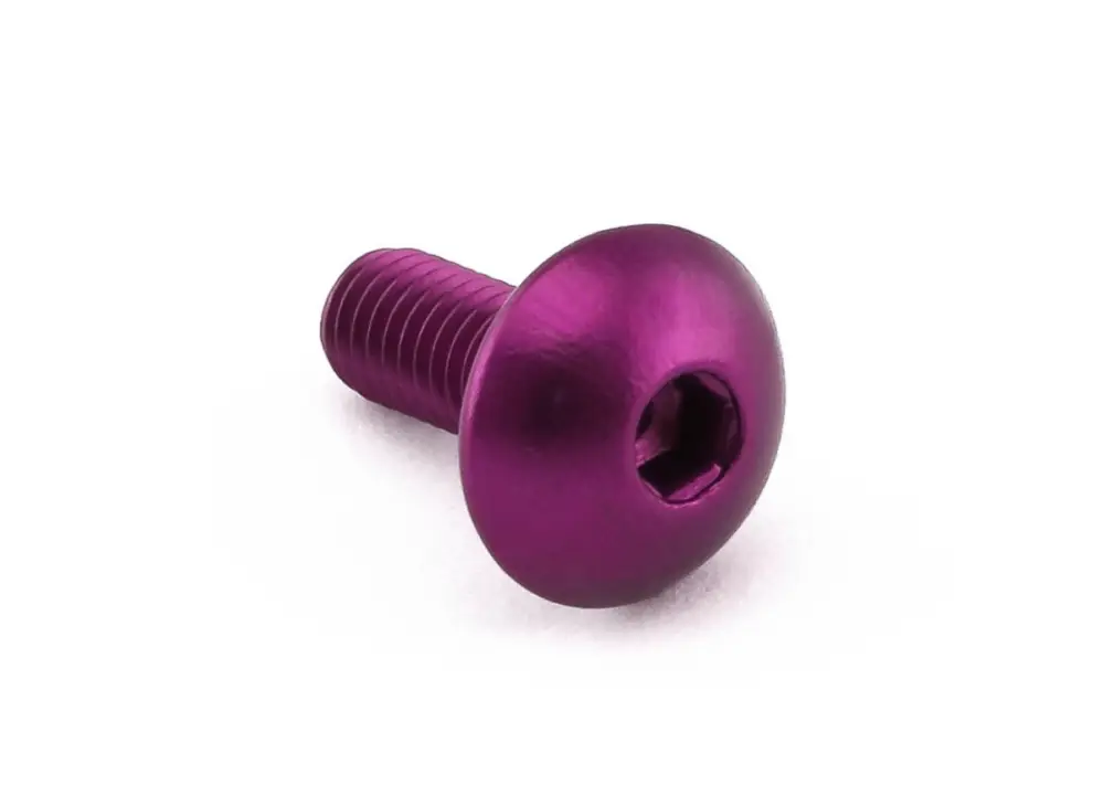 Pro-Bolt hliníkový inbusový šroub s vypouklou hlavou o průměru 12mm se závitem M5 x 0.80mm a délkou závitu 12mm, barva: fialová Akční Nabídka