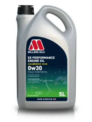 Značkový Plně syntetický motorový olej Millers Oils EE Performance 0W-30 s technologií NANODRIVE, objem 5l