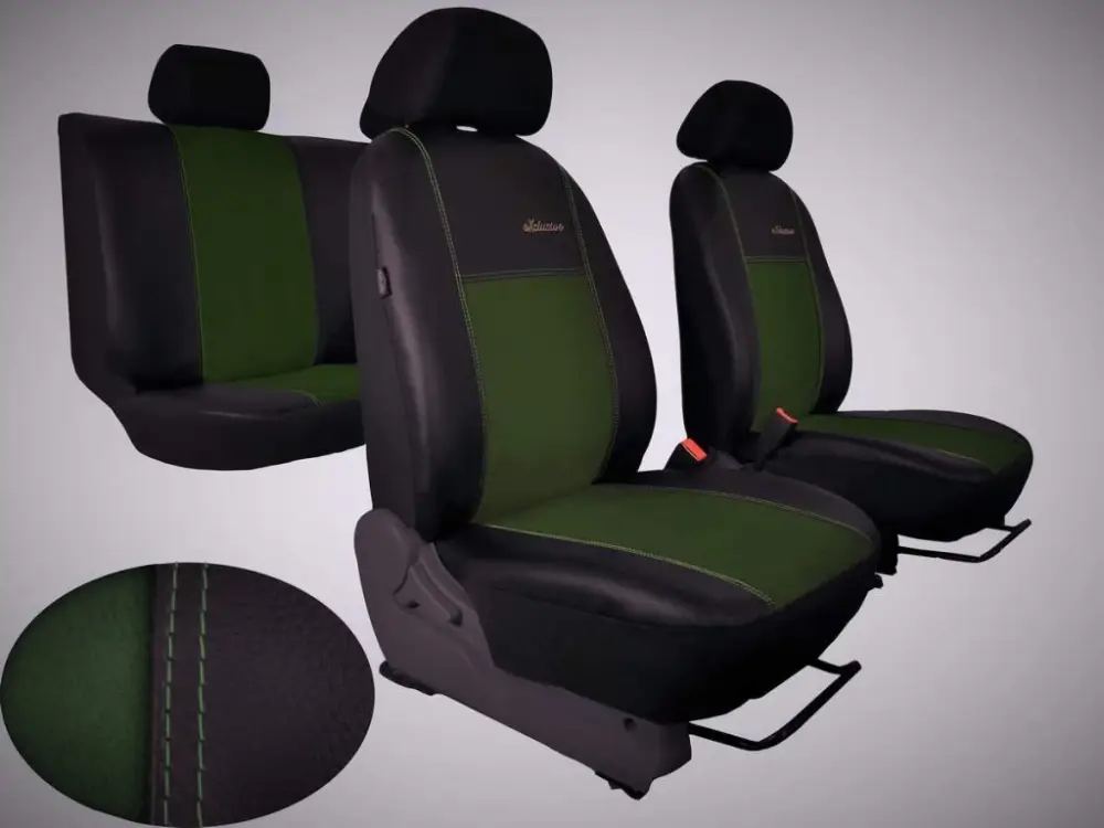 Rychlé Dodání Autopotahy Škoda Fabia II, kožené s alcantarou EXCLUSIVE zelené, nedělené zadní.sed.